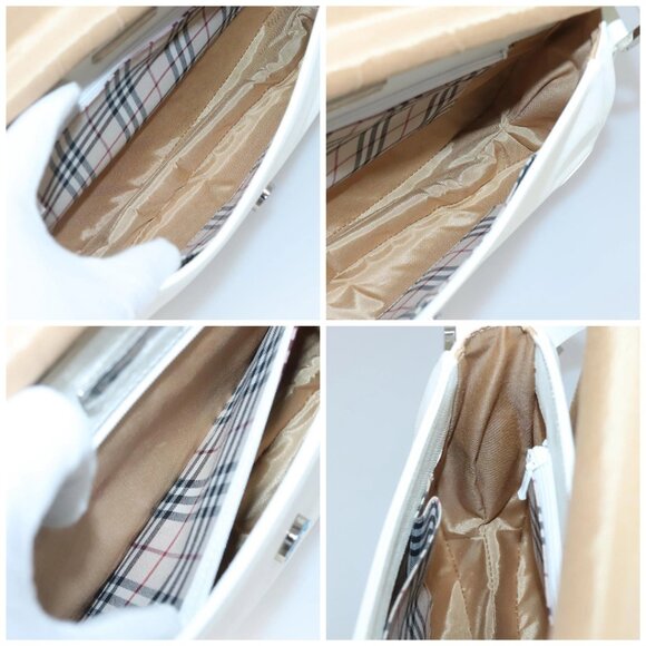 BURBERRY Shoulder Bag Leather White Silver Auth - Picture 14 of 15